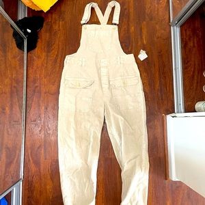 Free people ivory corduroy overalls